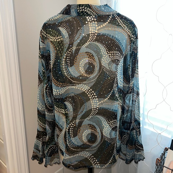 Chic Multicolor Sheer Women's Top with sequins - Picture 2 of 3
